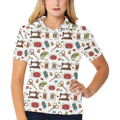 Sewing Equipment Print Design LKS304 Women's Polo Shirt