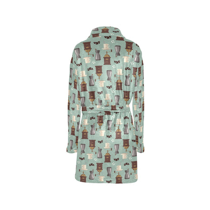 Coffee Pattern Print Design 04 Women's Fleece Robe