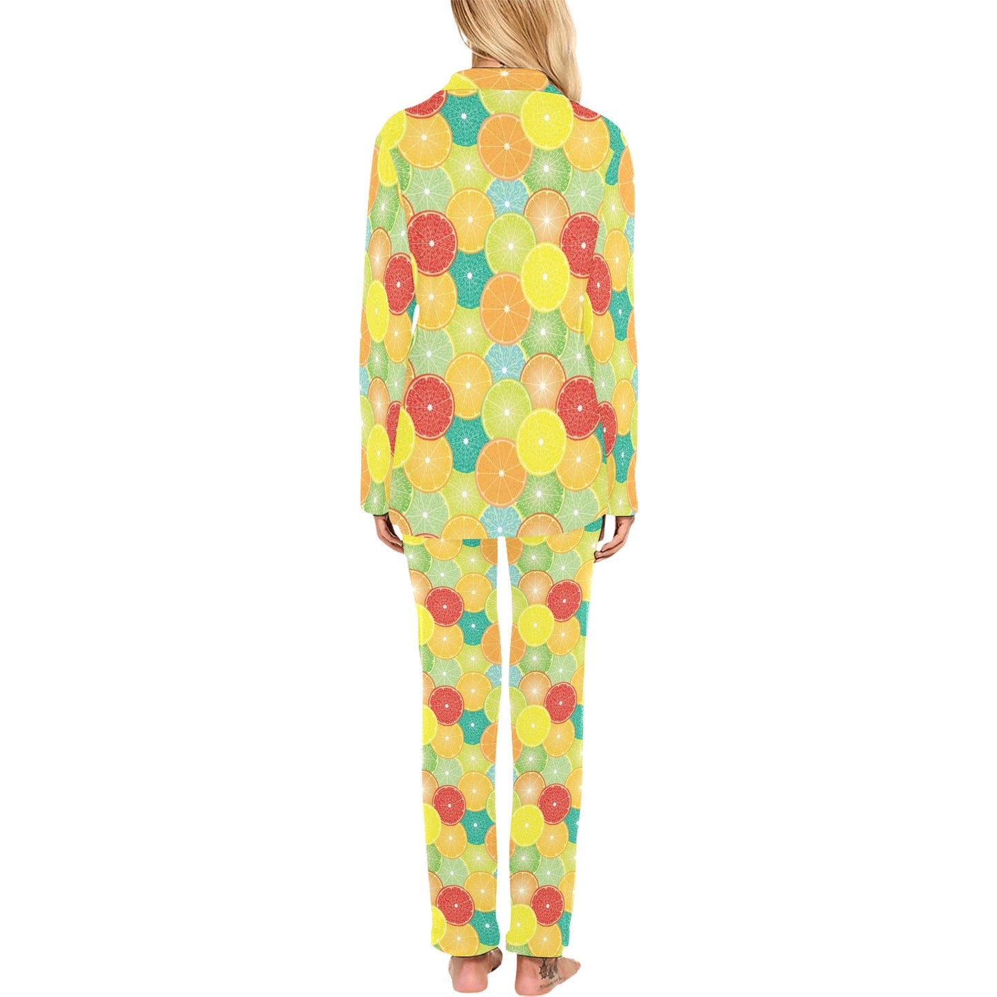Citrus Pattern Print Design 01 Women's Long Pajama Set