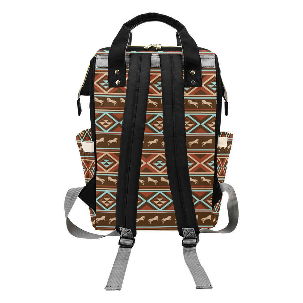 Western Horse Pattern Print LKS301 Diaper Bag Backpack