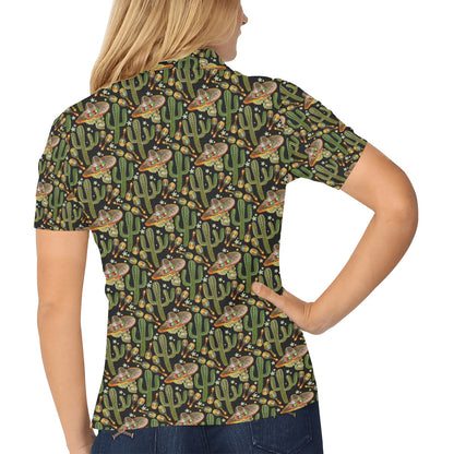 Western Style Print Women's Polo Shirt