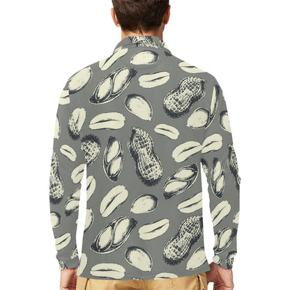 Peanut Pattern Print Design A01 Long Sleeve Polo Shirt For Men's