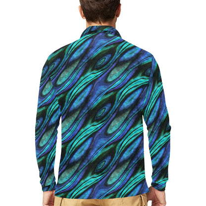 Abalone Pattern Print Design 03 Long Sleeve Polo Shirt For Men's