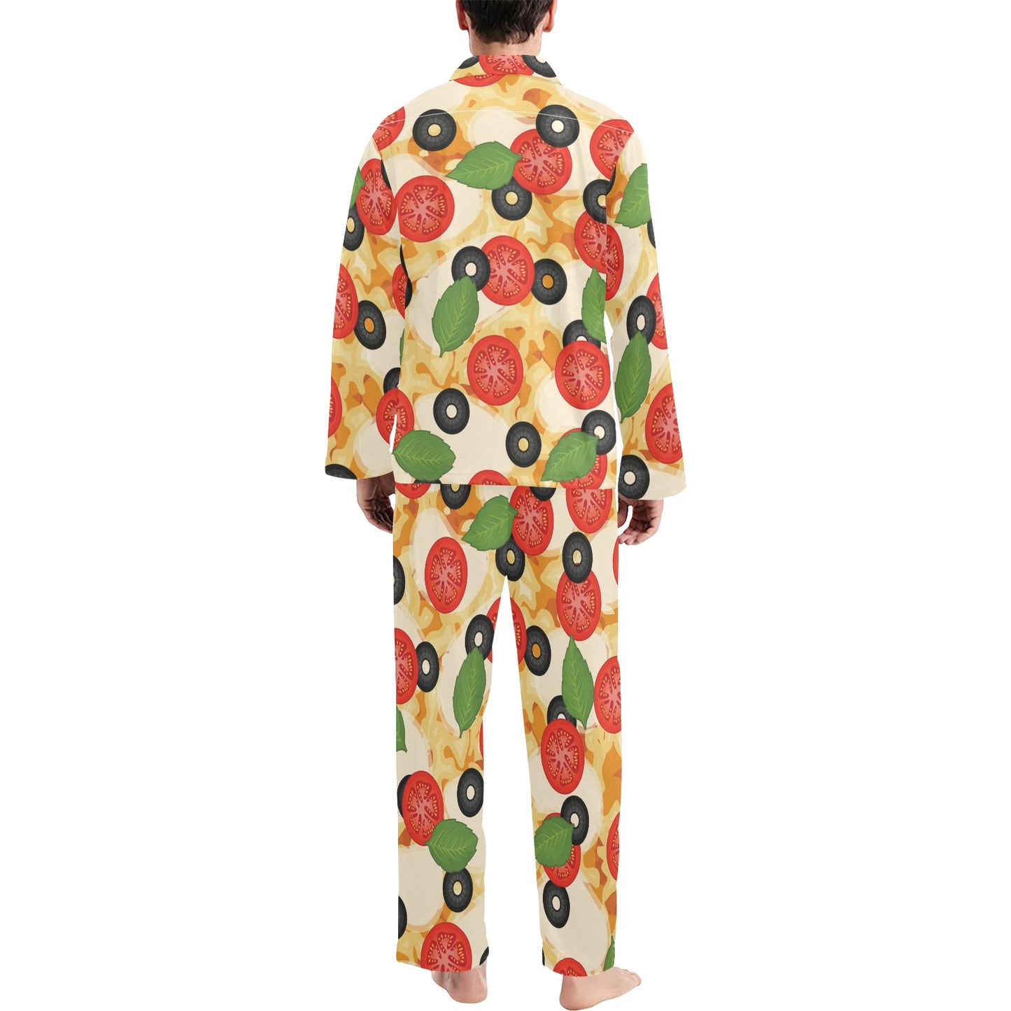 Pizza Pattern Print Design A05 Men's Long Pajama Set