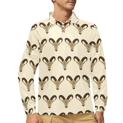 Goat Pattern Print Design 01 Long Sleeve Polo Shirt For Men's
