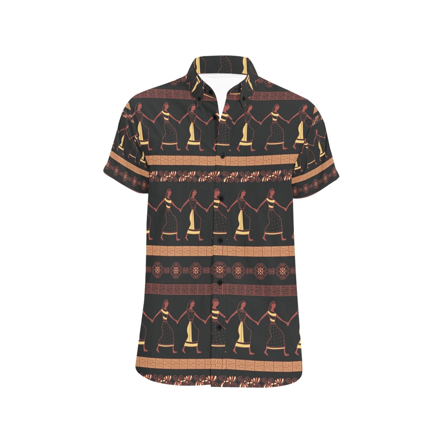 Ancient Greek Human Print Design LKS306 Men Short Sleeve Button Up Shirt