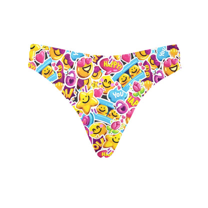 Emoji Sticker Print Pattern Women's Thongs