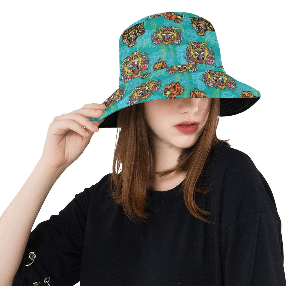 Tattoo Tiger Head Print Design LKS304 Unisex Bucket Hat