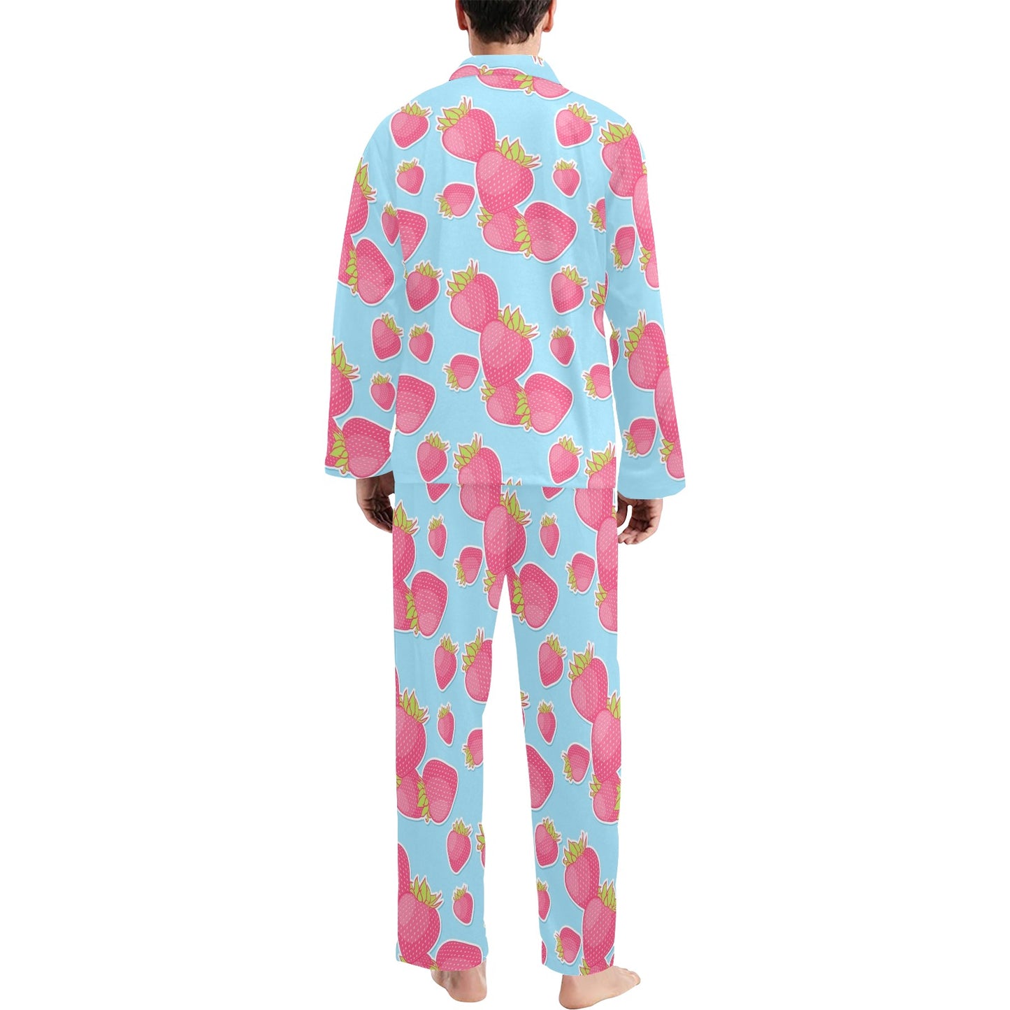 Strawberry Pattern Print Design SB04 Men's Long Pajama Set