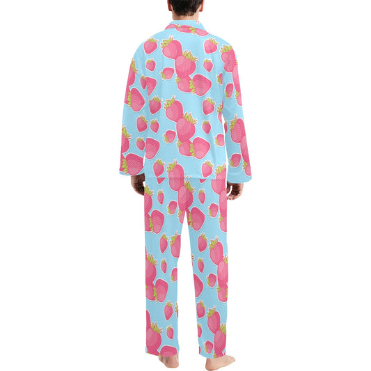 Strawberry Pattern Print Design SB04 Men's Long Pajama Set