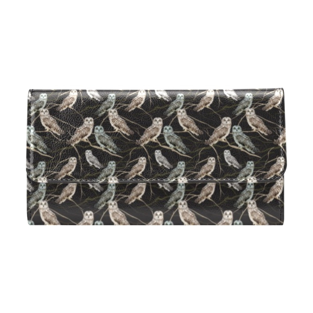 Owl Branch Themed Design Print Women's Trifold Wallet