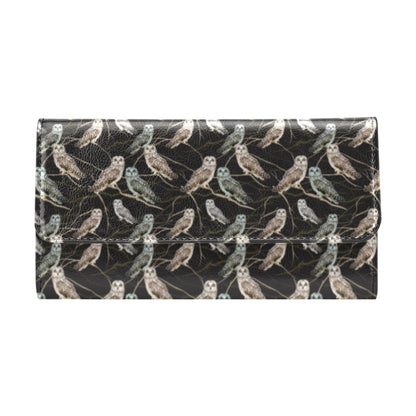 Owl Branch Themed Design Print Women's Trifold Wallet