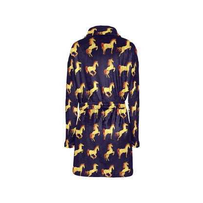 Gold Horse Pattern Women's Fleece Robe