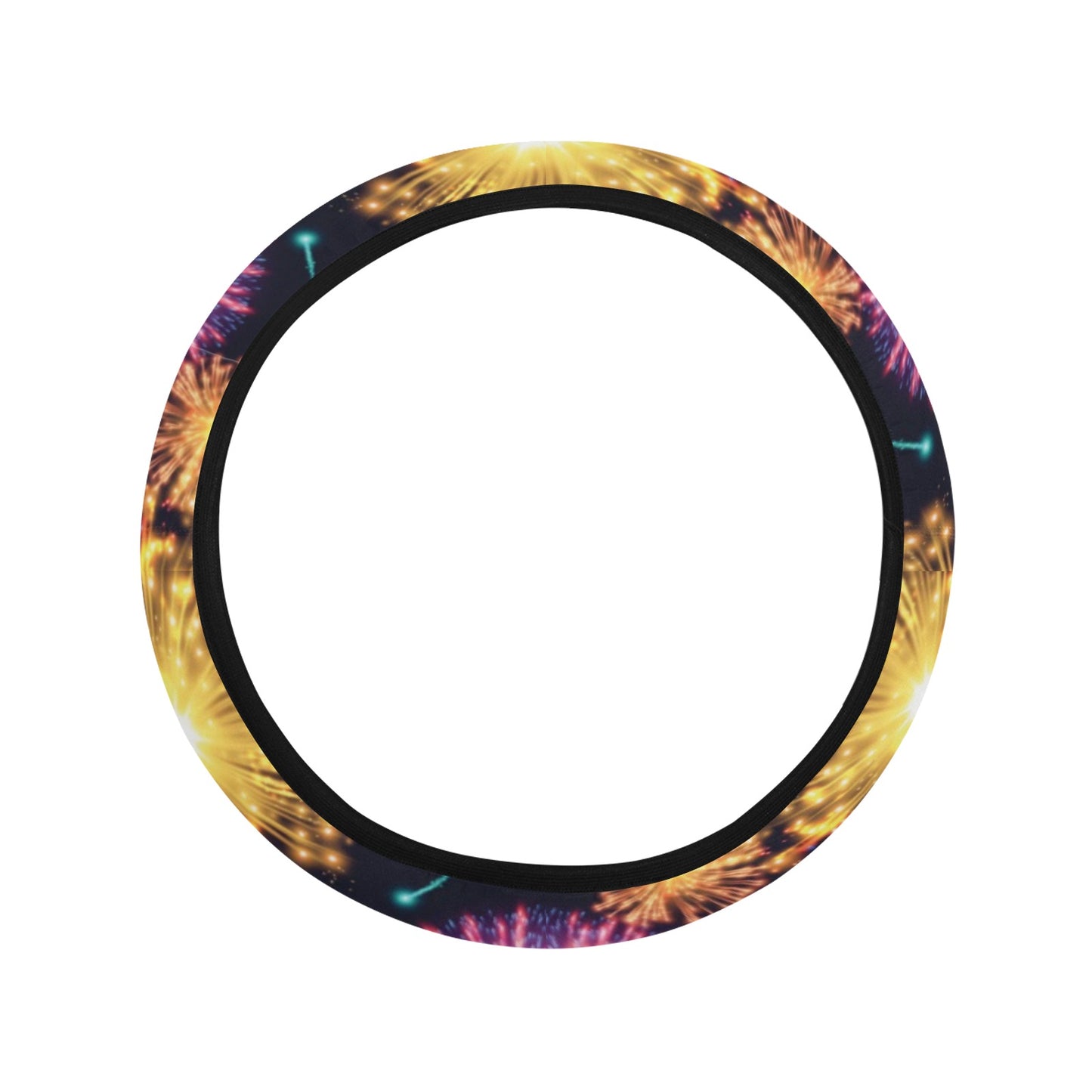 Firework Print Design LKS305 Steering Wheel Cover with Elastic Edge