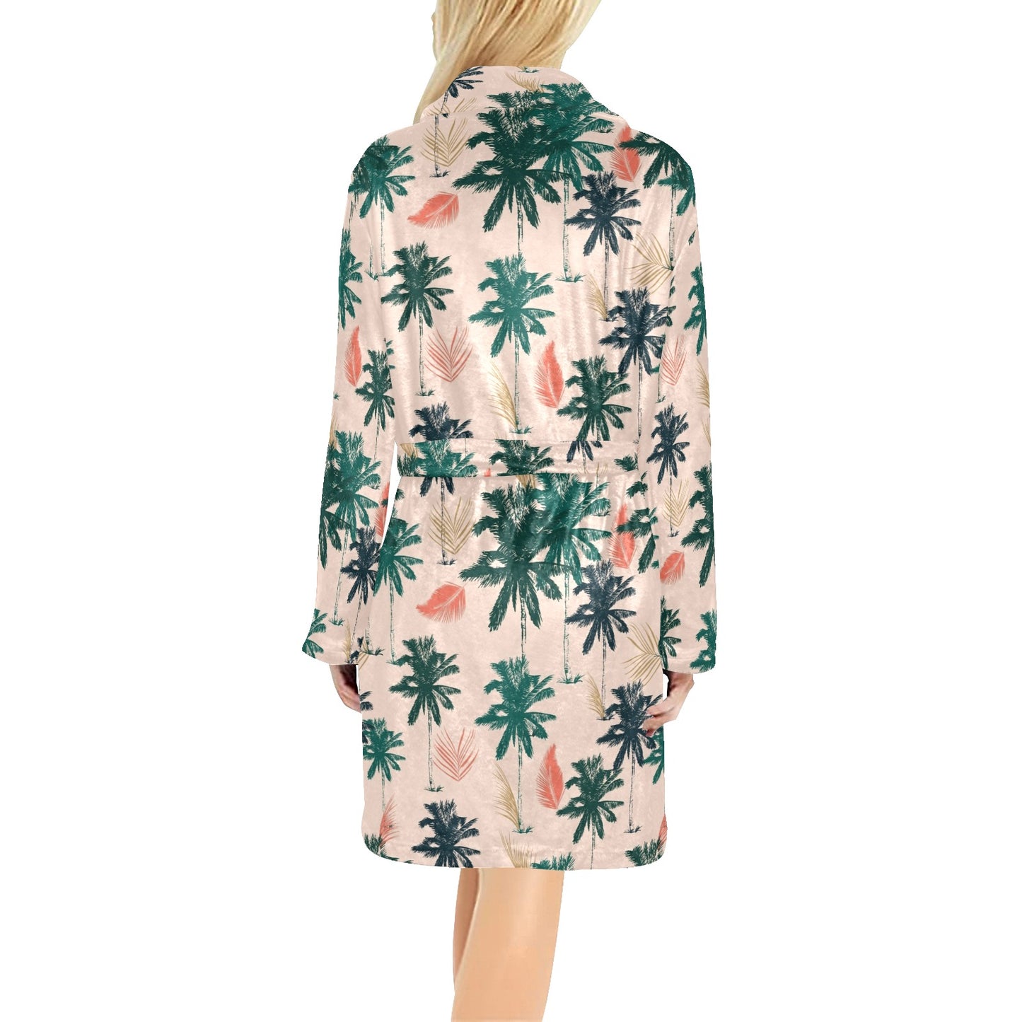 Palm Tree Pattern Print Design PT014 Women's Fleece Robe