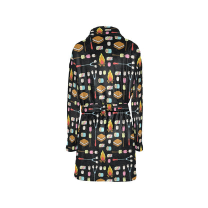 Camping Campfire Marshmallows Women's Fleece Robe
