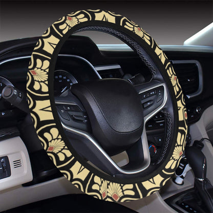 Ancient Greek Print Design LKS3014 Steering Wheel Cover with Elastic Edge