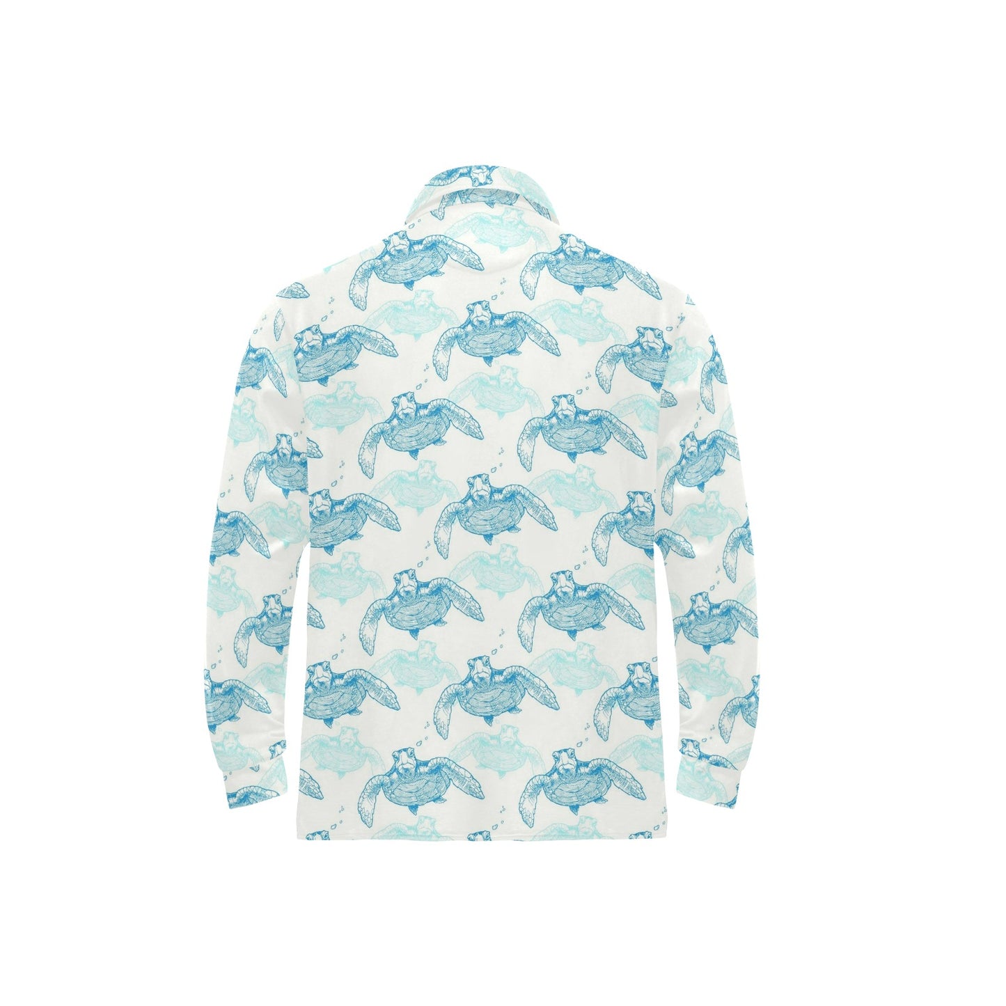 Sea Turtle Pattern Print Design T01 Long Sleeve Polo Shirt For Men's