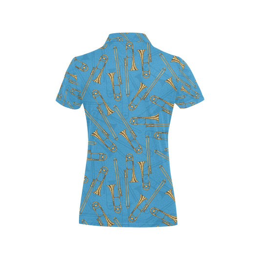 Trombone Pattern Print Design 01 Women's Polo Shirt