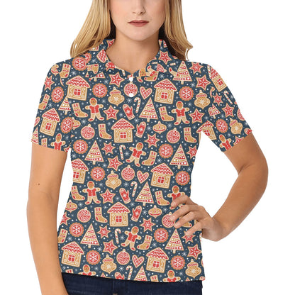 Gingerbread Pattern Print Design 03 Women's Polo Shirt