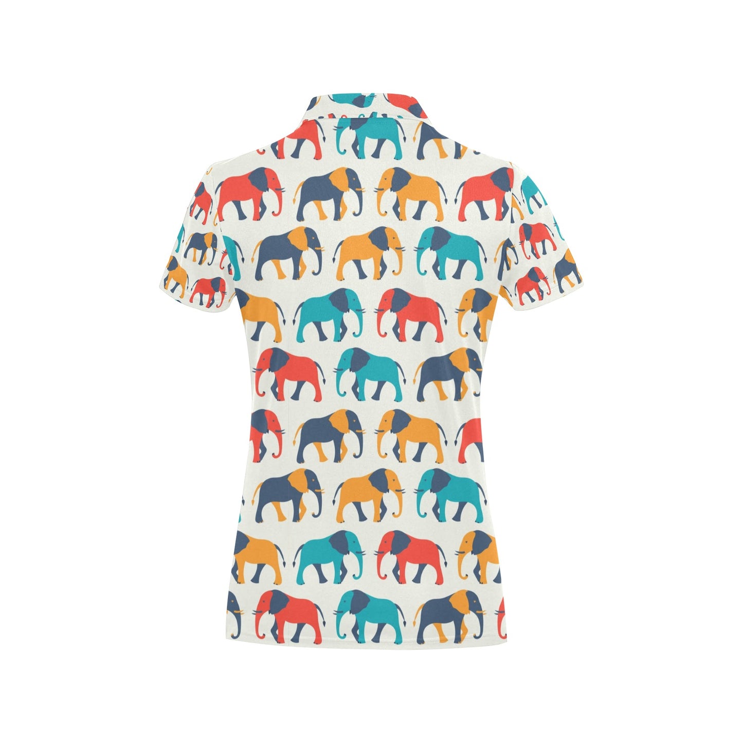 Elephant Colorful Print Pattern Women's Polo Shirt
