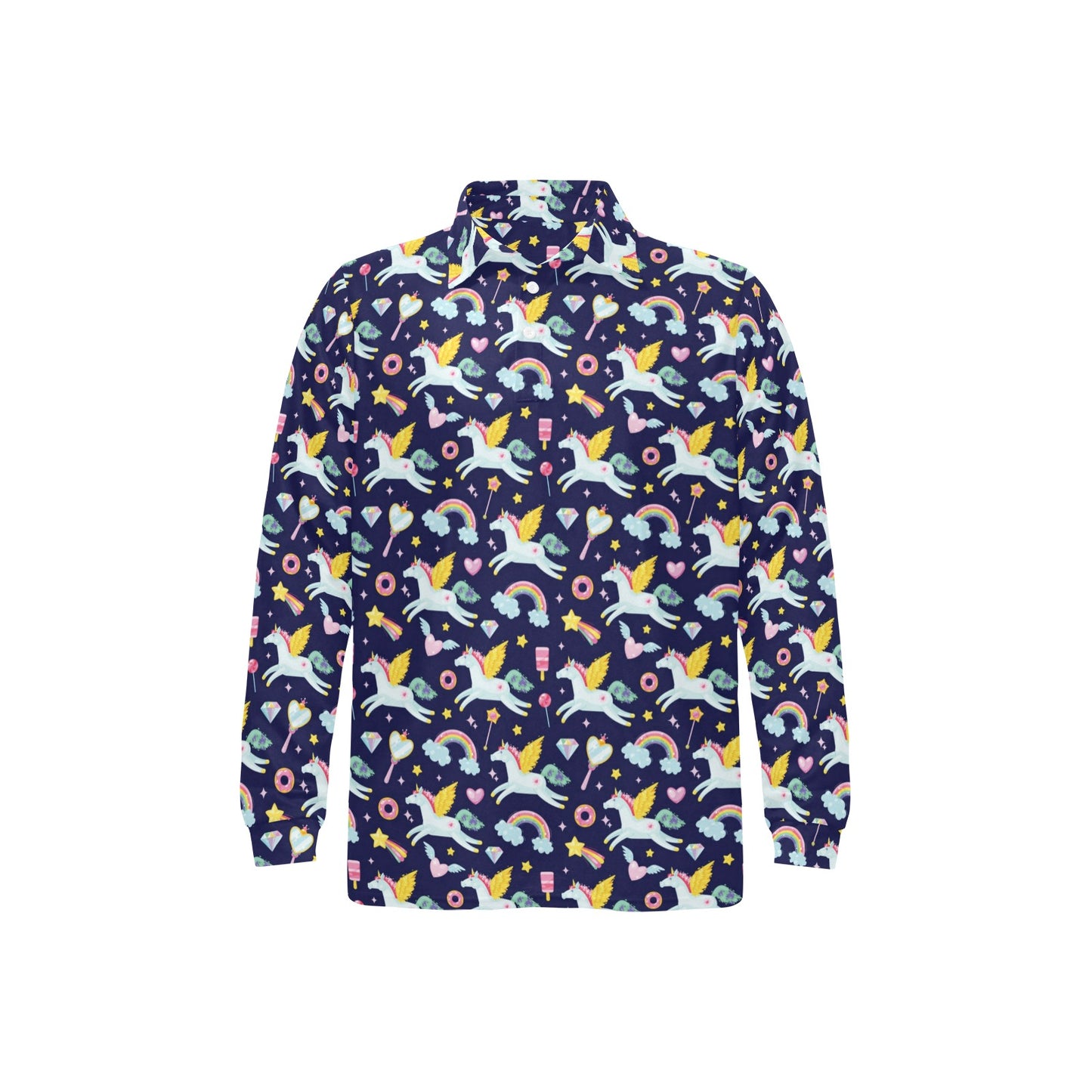Pegasus Pattern Print Design 05 Long Sleeve Polo Shirt For Men's
