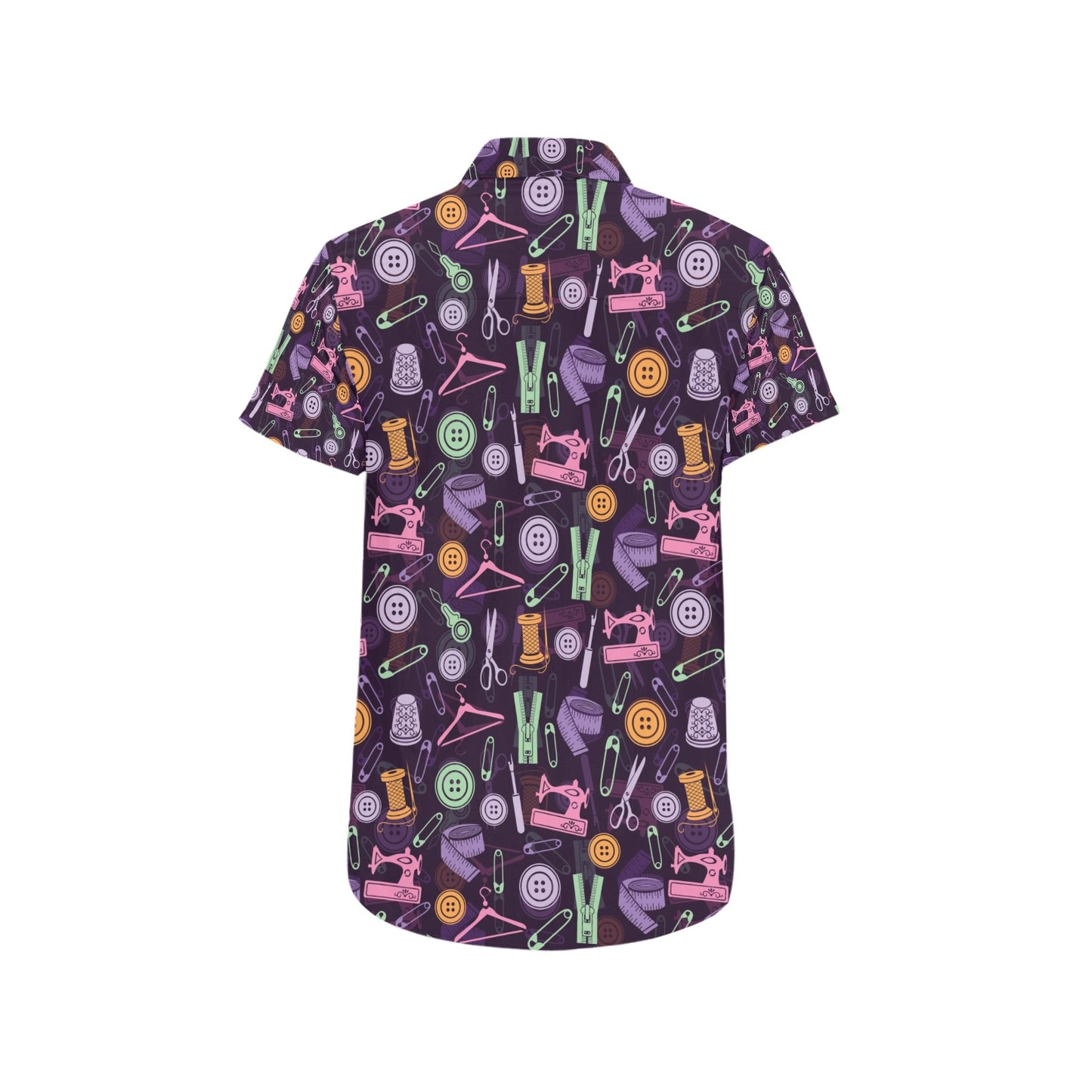 Sewing Equipment Print Design LKS306 Men Short Sleeve Button Up Shirt