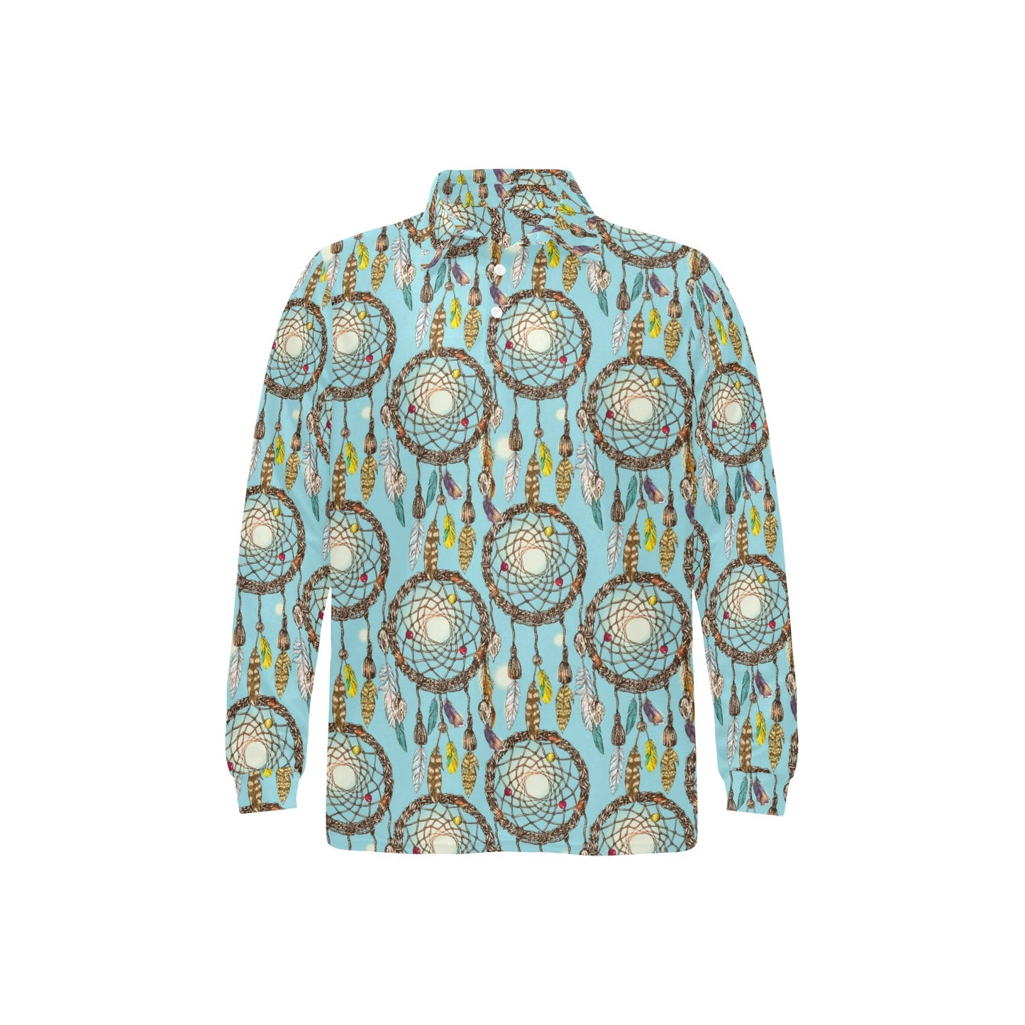 Blue Dream catcher Long Sleeve Polo Shirt For Men's