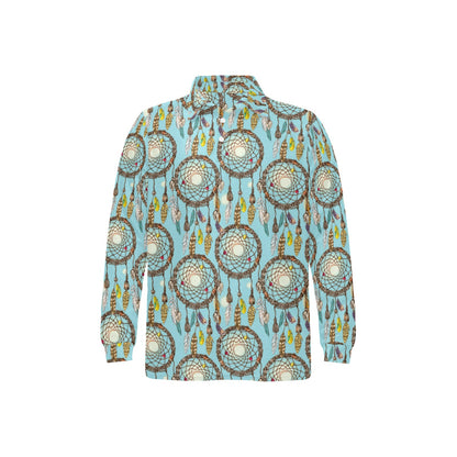 Blue Dream catcher Long Sleeve Polo Shirt For Men's
