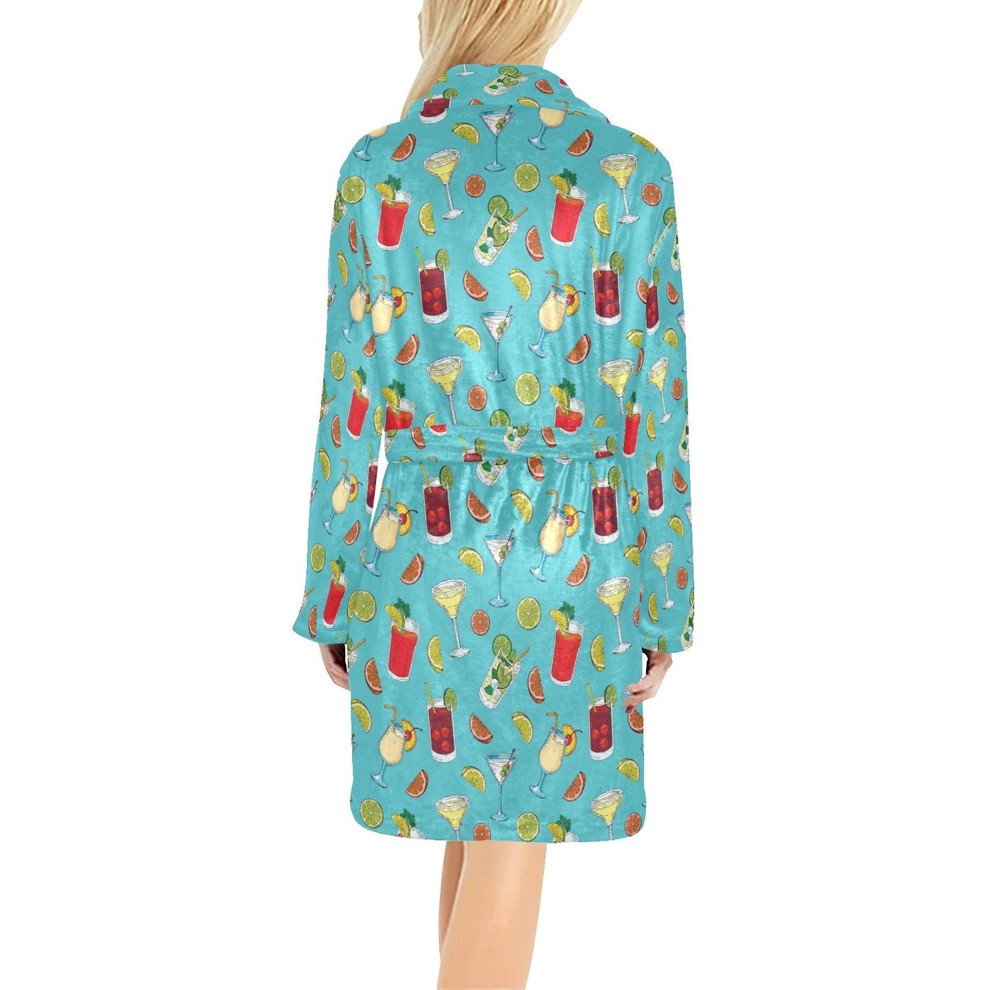 Cocktail Pattern Print Design 05 Women's Fleece Robe