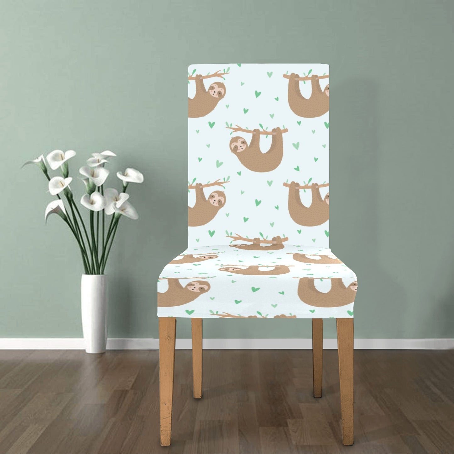 Sloth Print Design LKS308 Dining Chair Slipcover