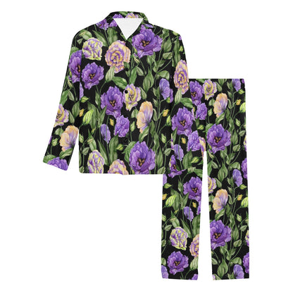 Lisianthus Pattern Print Design LT02 Men's Long Pajama Set