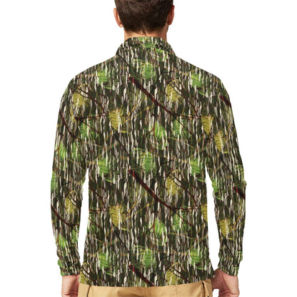 Camouflage Realtree Pattern Print Design 02 Long Sleeve Polo Shirt For Men's