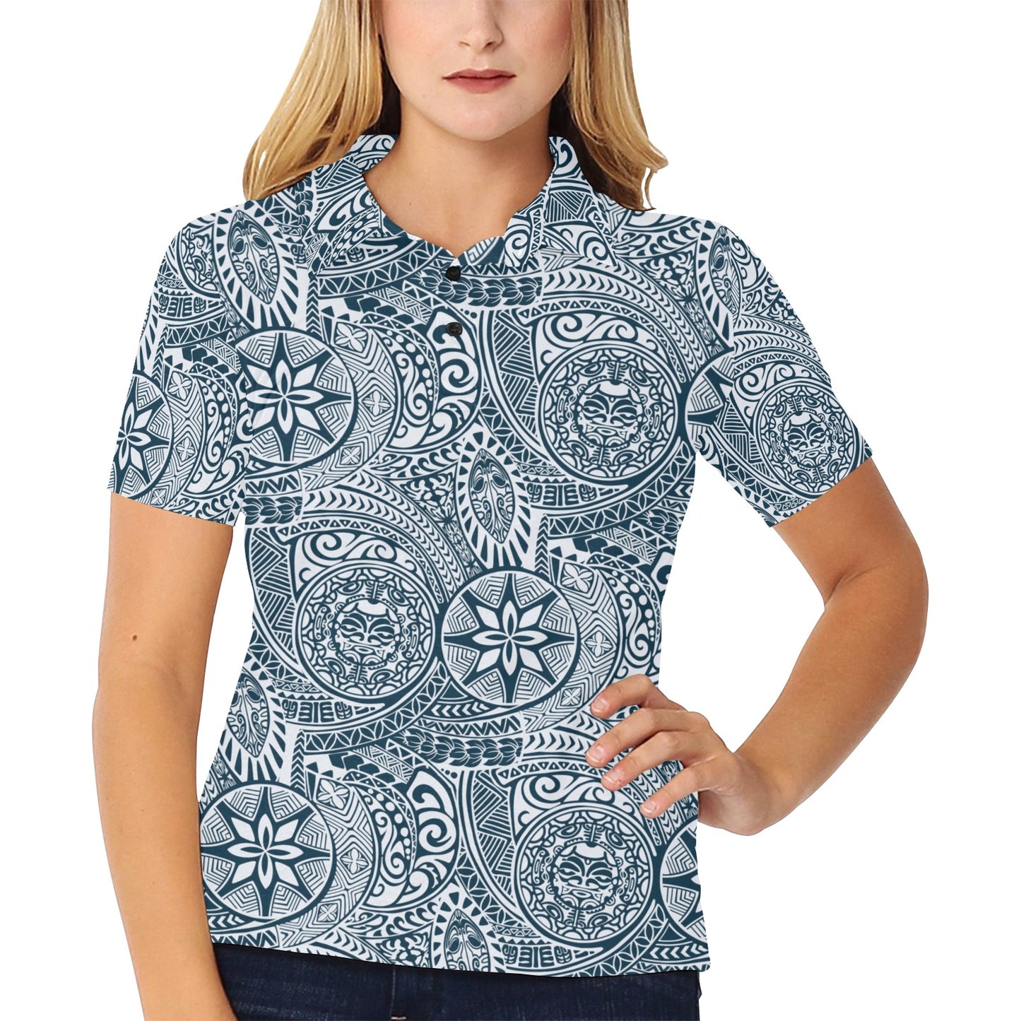 Samoan Pattern Print Design LKS306 Women's Polo Shirt