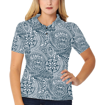 Samoan Pattern Print Design LKS306 Women's Polo Shirt