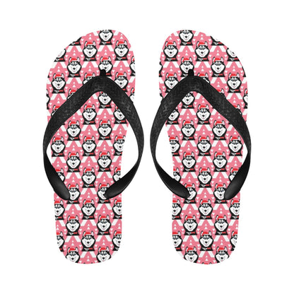Siberian Huskies Christmas Themed Print Design LKS302 Flip Flops