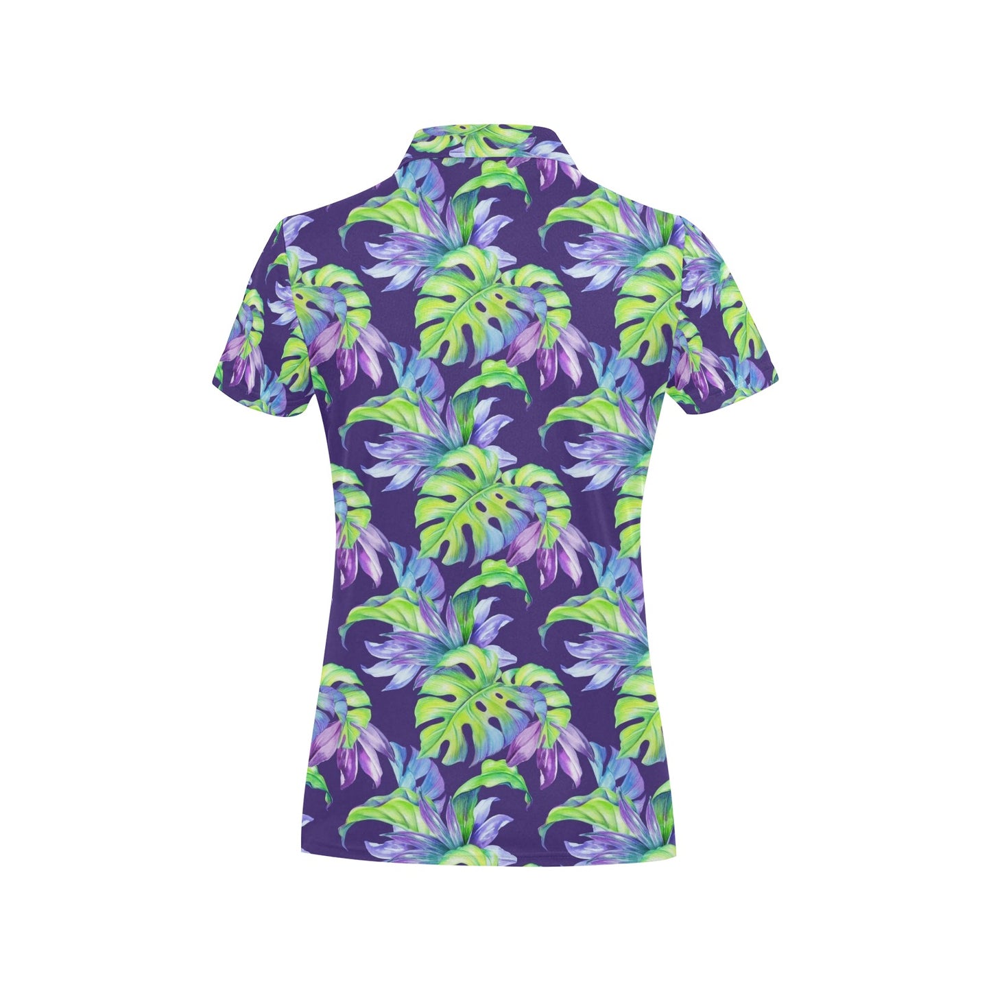 Tropical Flower Pattern Print Design TF019 Women's Polo Shirt