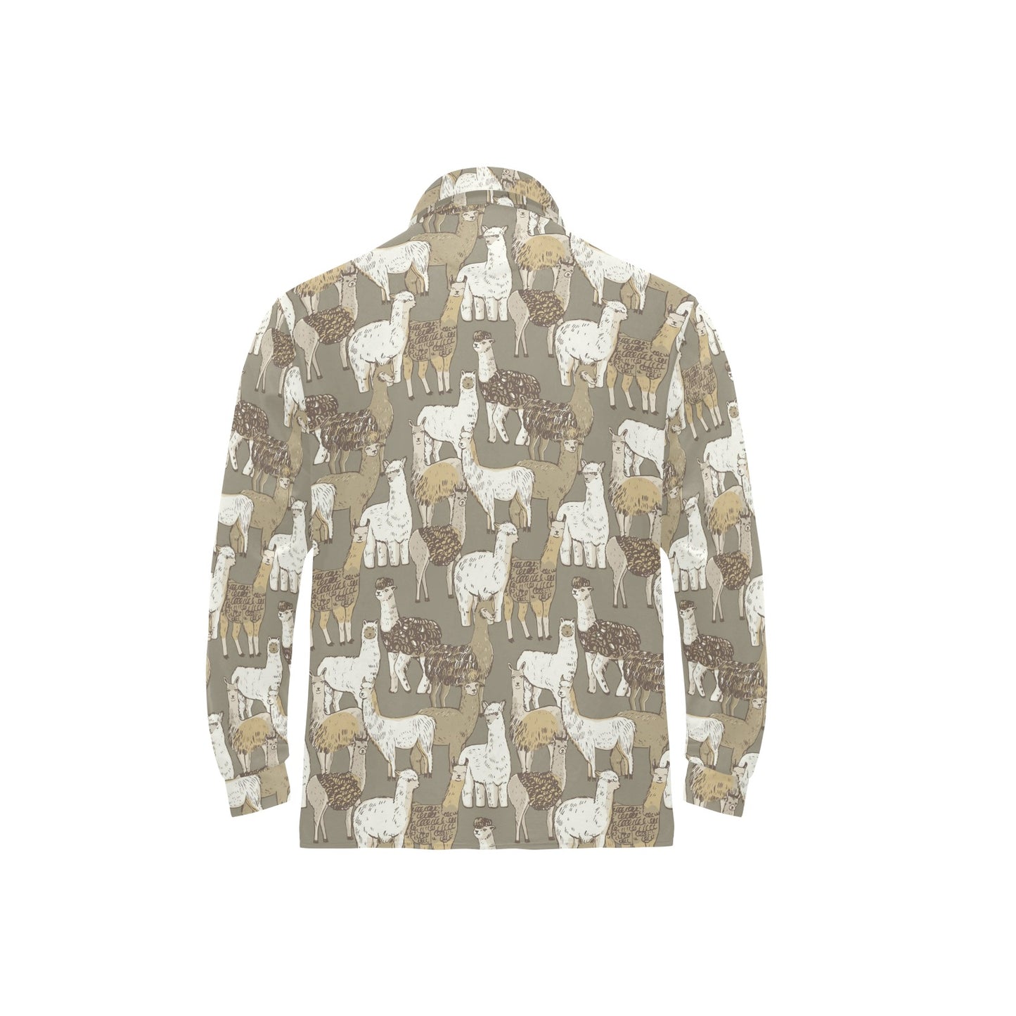 Alpaca Pattern Print Design 01 Long Sleeve Polo Shirt For Men's