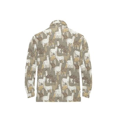 Alpaca Pattern Print Design 01 Long Sleeve Polo Shirt For Men's