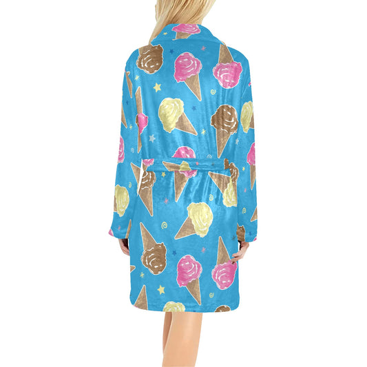 Ice Cream Pattern Print Design 01 Women's Fleece Robe