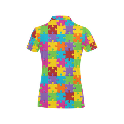 Autism Awareness Pattern Print Design 02 Women's Polo Shirt