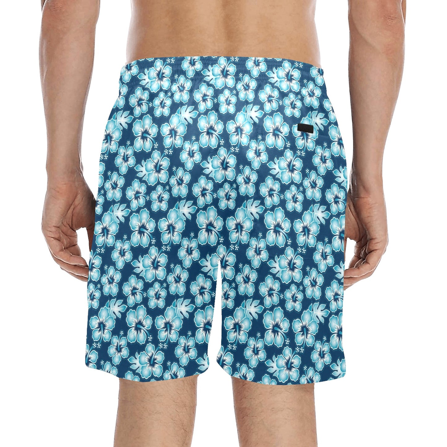 Hibiscus Flower Hawaiian Themed Men's Swim Trunks Beach Shorts