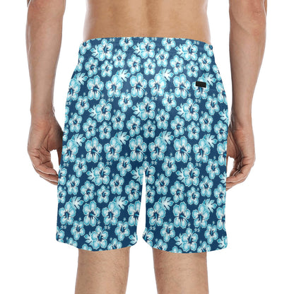 Hibiscus Flower Hawaiian Themed Men's Swim Trunks Beach Shorts