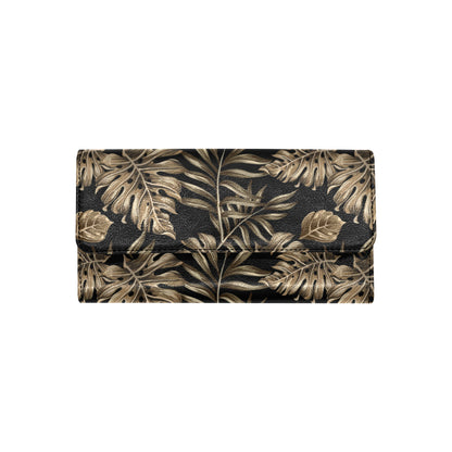 Brown Tropical Palm Leaves Women's Trifold Wallet