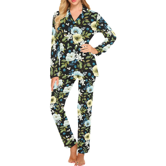 Anemone Pattern Print Design AM03 Women's Long Pajama Set