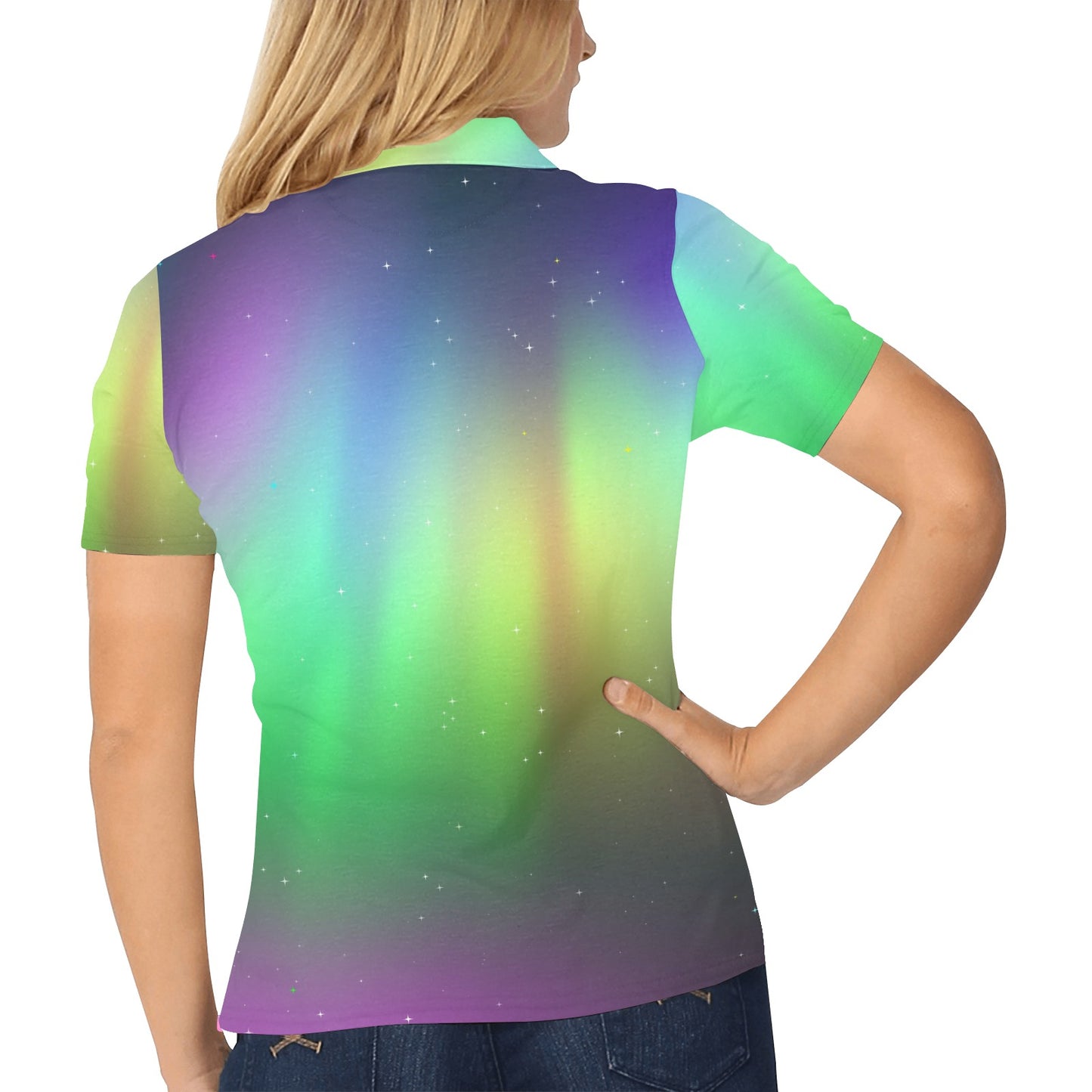 Aurora Borealis Pattern Print Design 03 Women's Polo Shirt