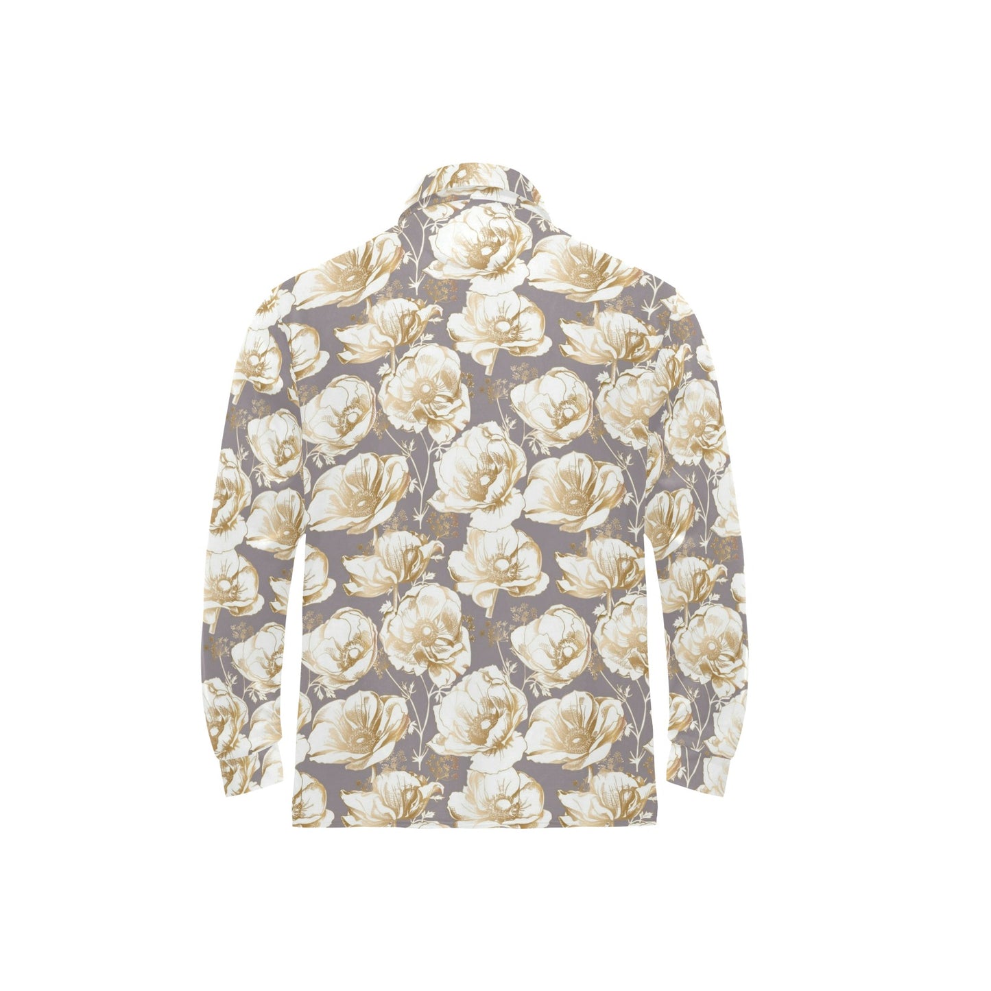 Anemone Pattern Print Design AM05 Long Sleeve Polo Shirt For Men's