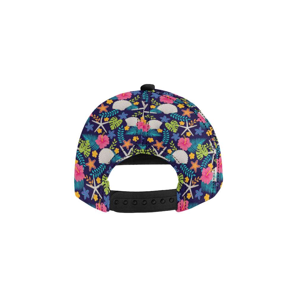 Beach Seashell Floral Theme Snapback Cap