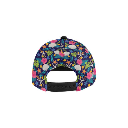 Beach Seashell Floral Theme Snapback Cap
