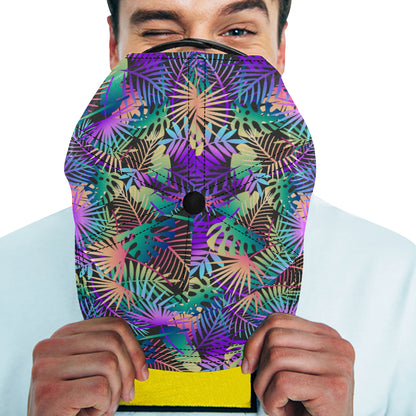Neon Flower Tropical Palm Leaves Snapback Cap